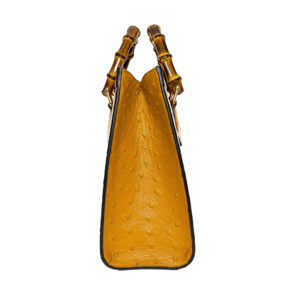 Gucci Diana Camel Ostrich Bamboo Tote Bag