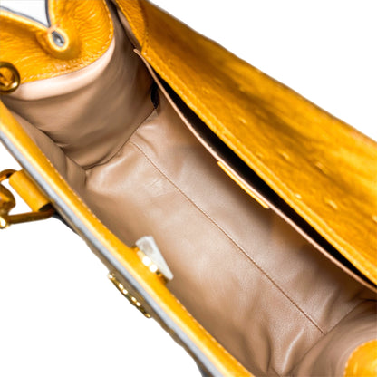 Gucci Diana Camel Ostrich Bamboo Tote Bag