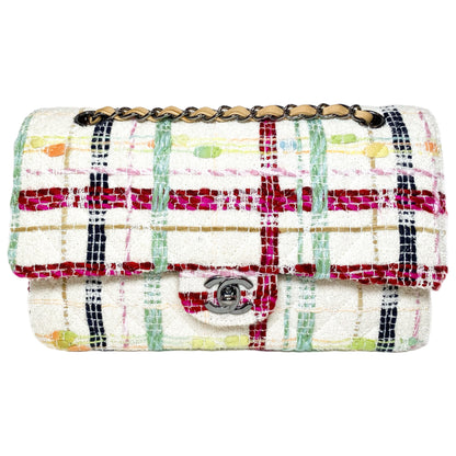 Chanel Multicolor Quilted Medium Tweed Double Flap Bag