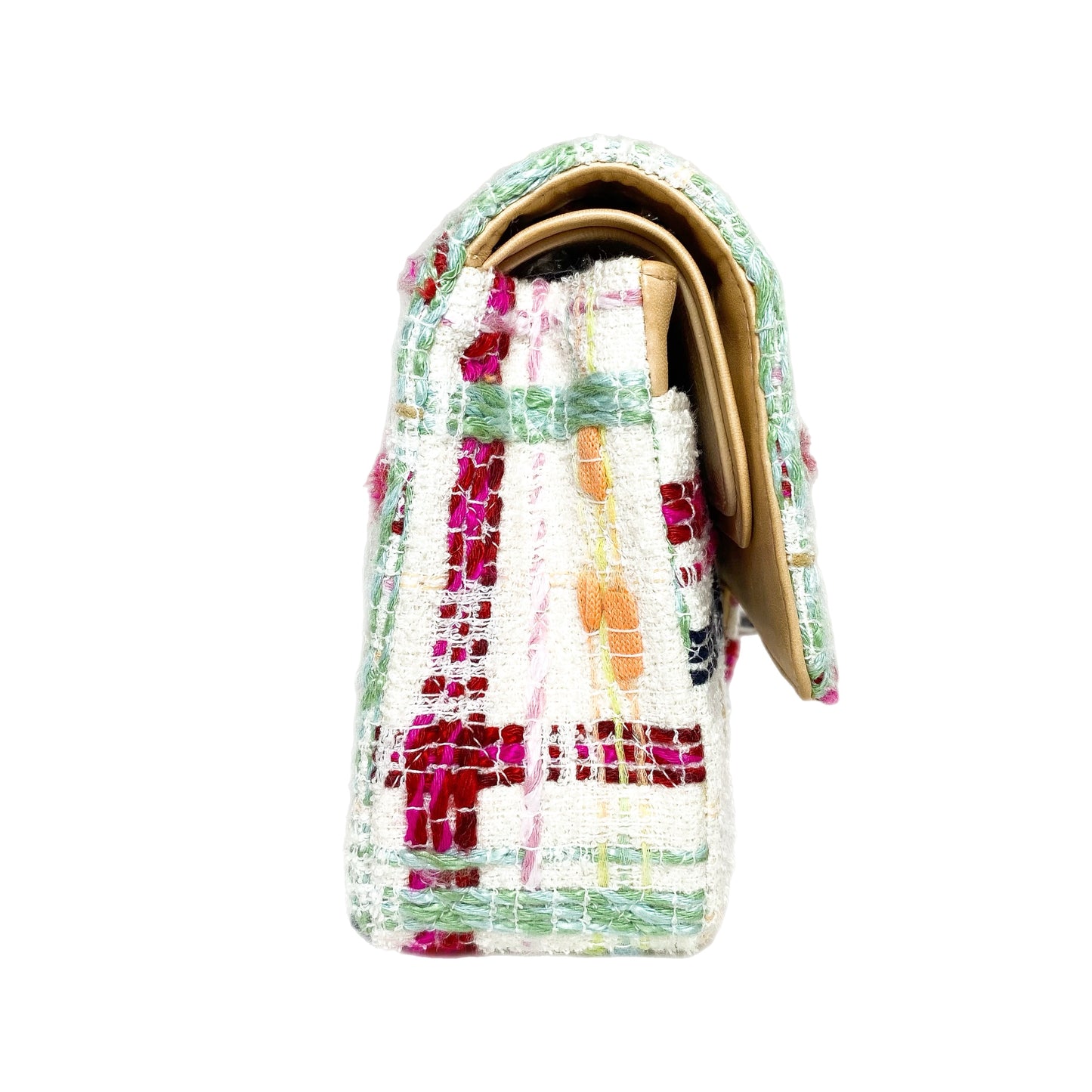 Chanel Multicolor Quilted Medium Tweed Double Flap Bag