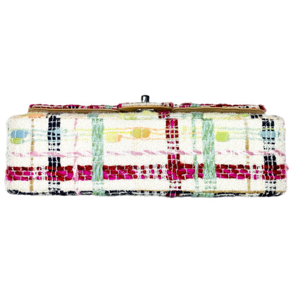 Chanel Multicolor Quilted Medium Tweed Double Flap Bag