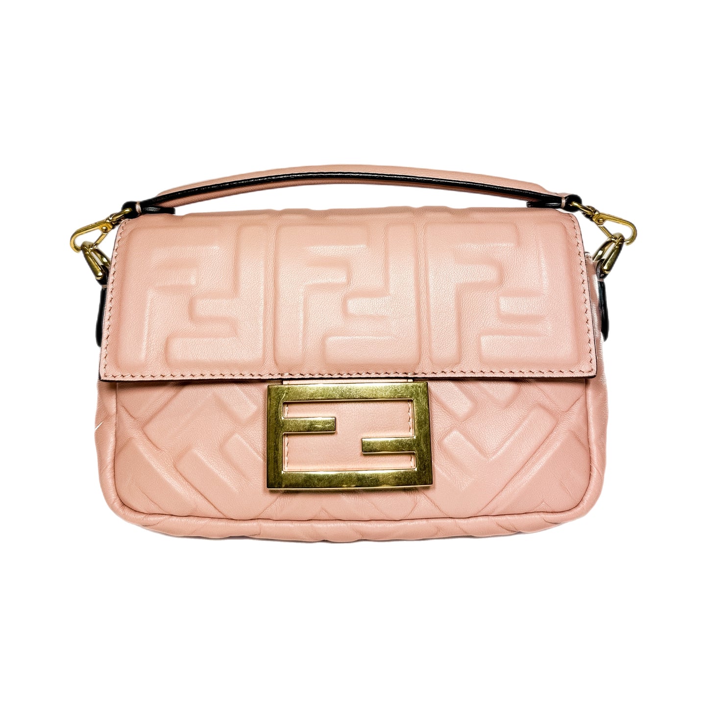 Fendi Rosa Bourbon Small Embossed Baguette