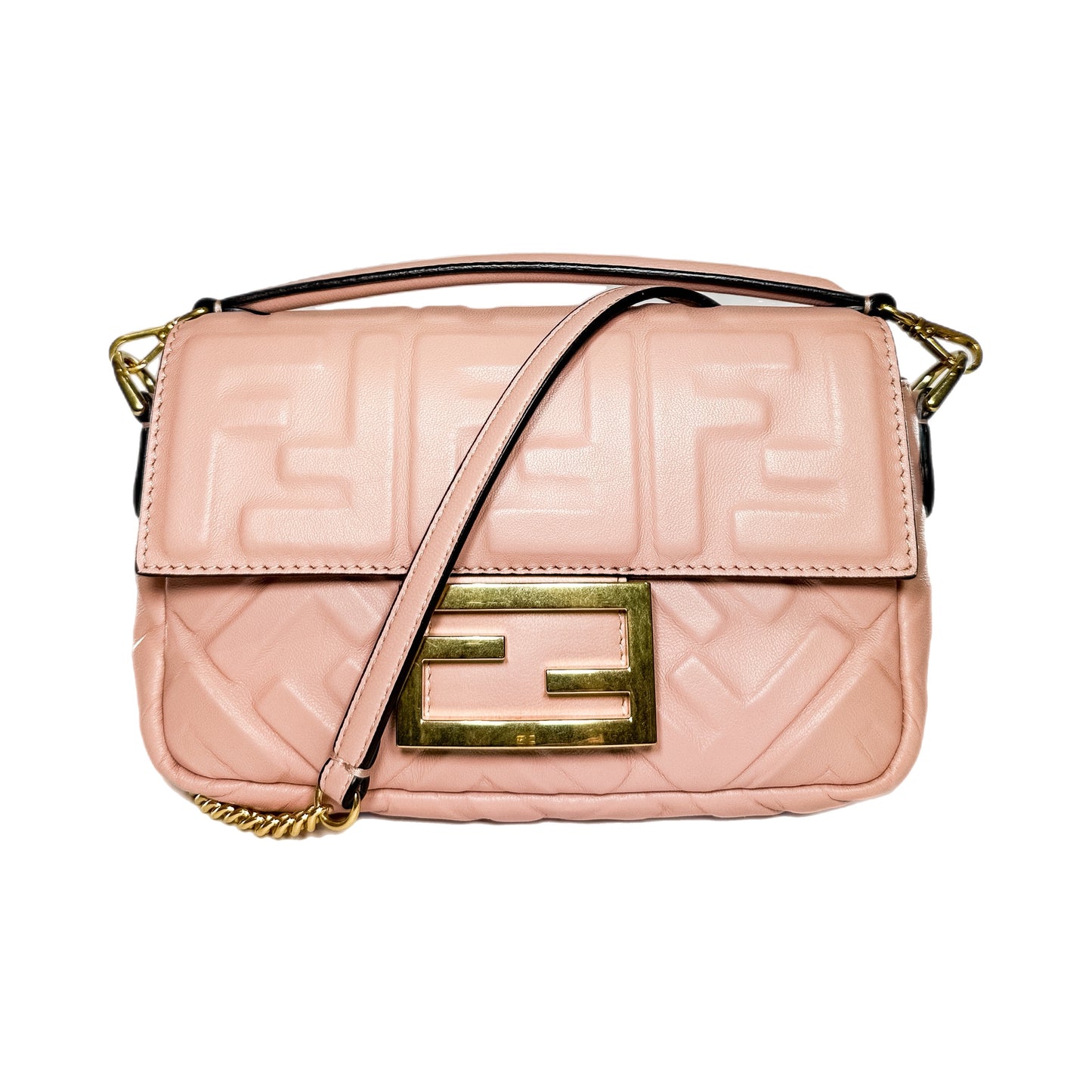 Fendi Rosa Bourbon Small Embossed Baguette