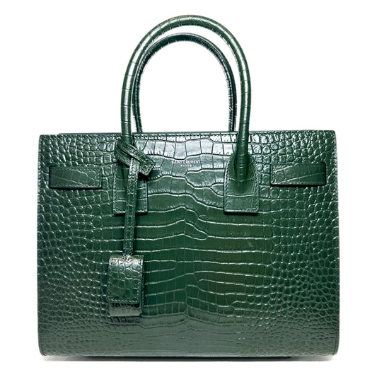 Saint Laurent Green Embossed Crocodile Sac de Jour