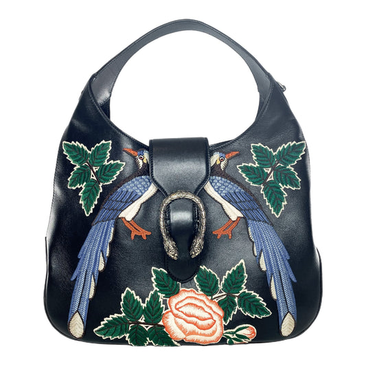 Gucci Black Embroidered Garden Collection Dionysus Hobo Bag
