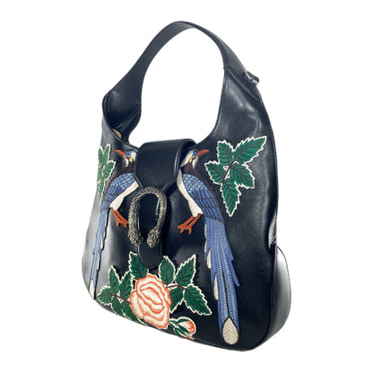 Gucci Black Embroidered Garden Collection Dionysus Hobo Bag