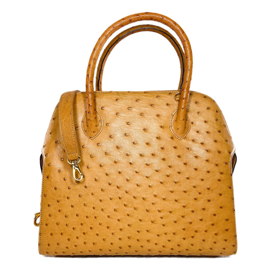 Ferragamo Camel Ostrich Frame Bag