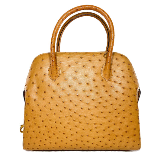 Ferragamo Camel Ostrich Frame Bag