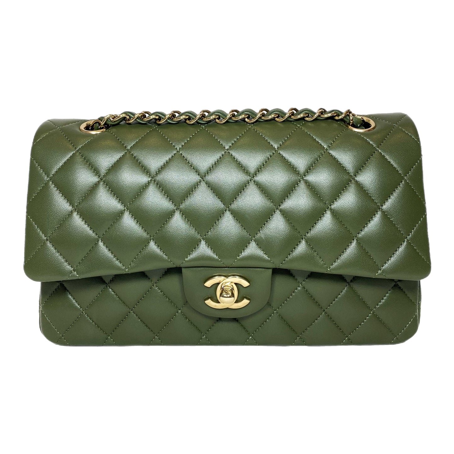 Chanel Olive Medium Double Flap Bag
