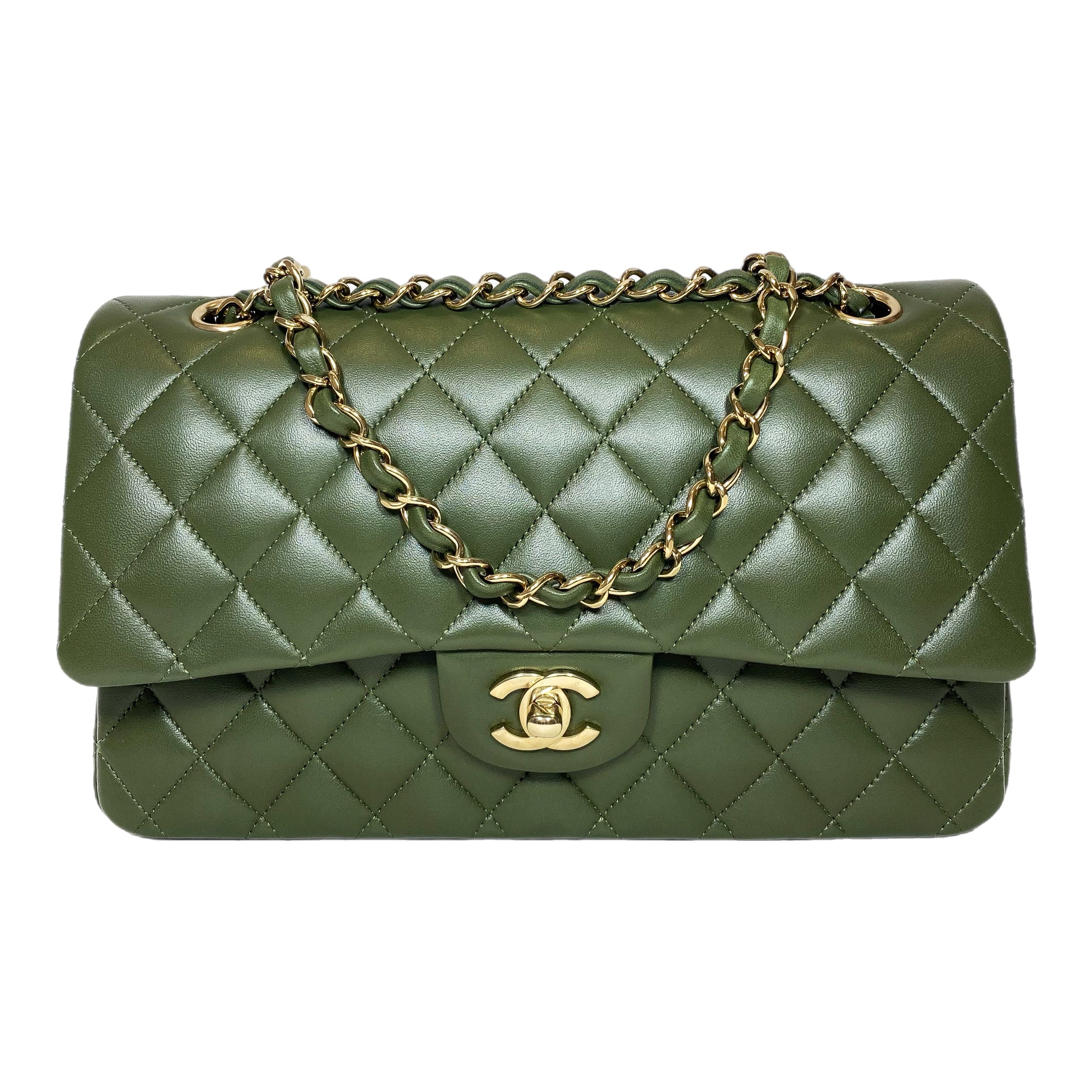 Olive green chanel bag store