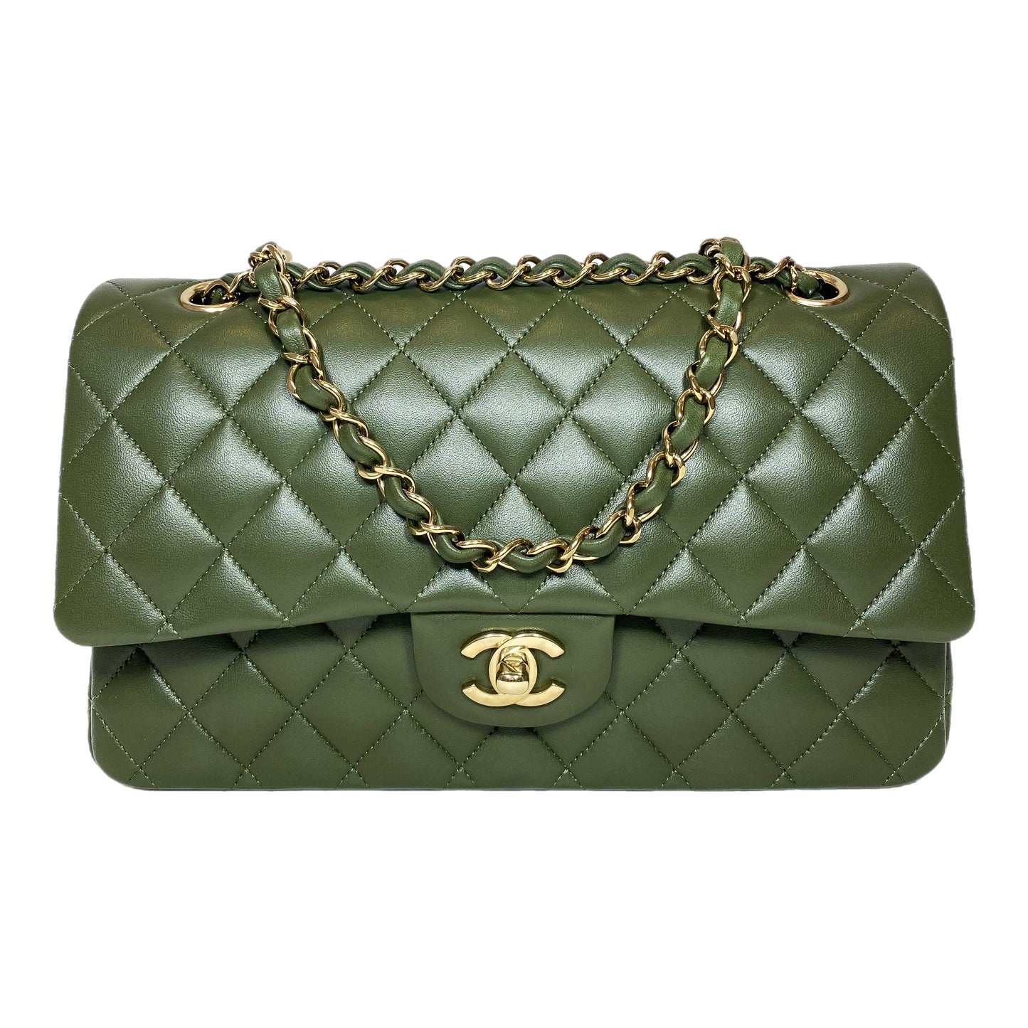 Chanel Olive Medium Double Flap Bag