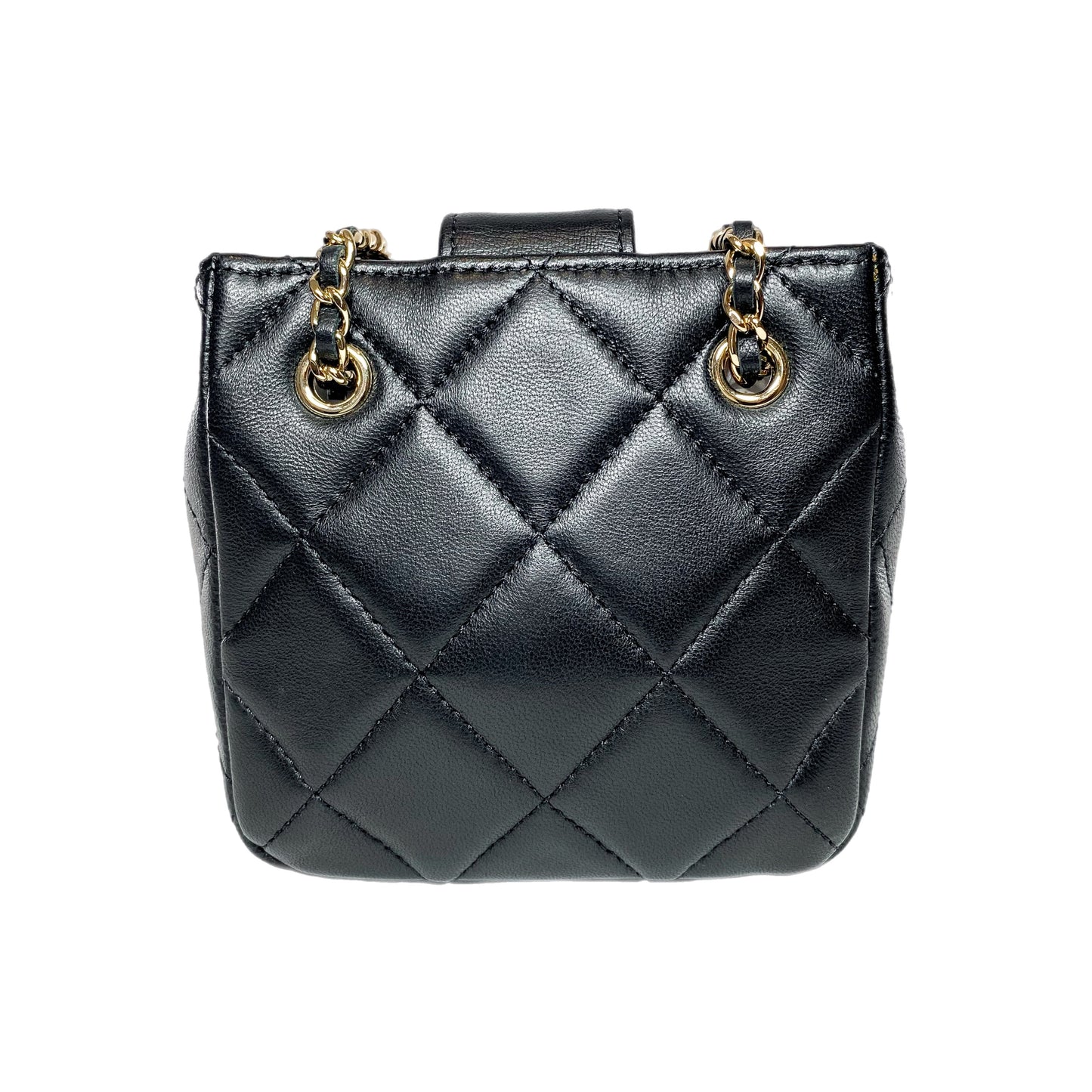 Chanel Black Tiny Shopping Clutch with Chain