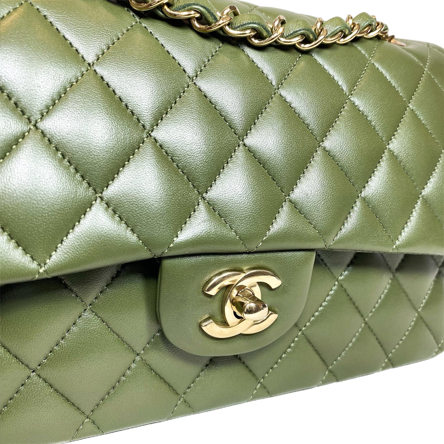 Chanel Olive Medium Double Flap Bag
