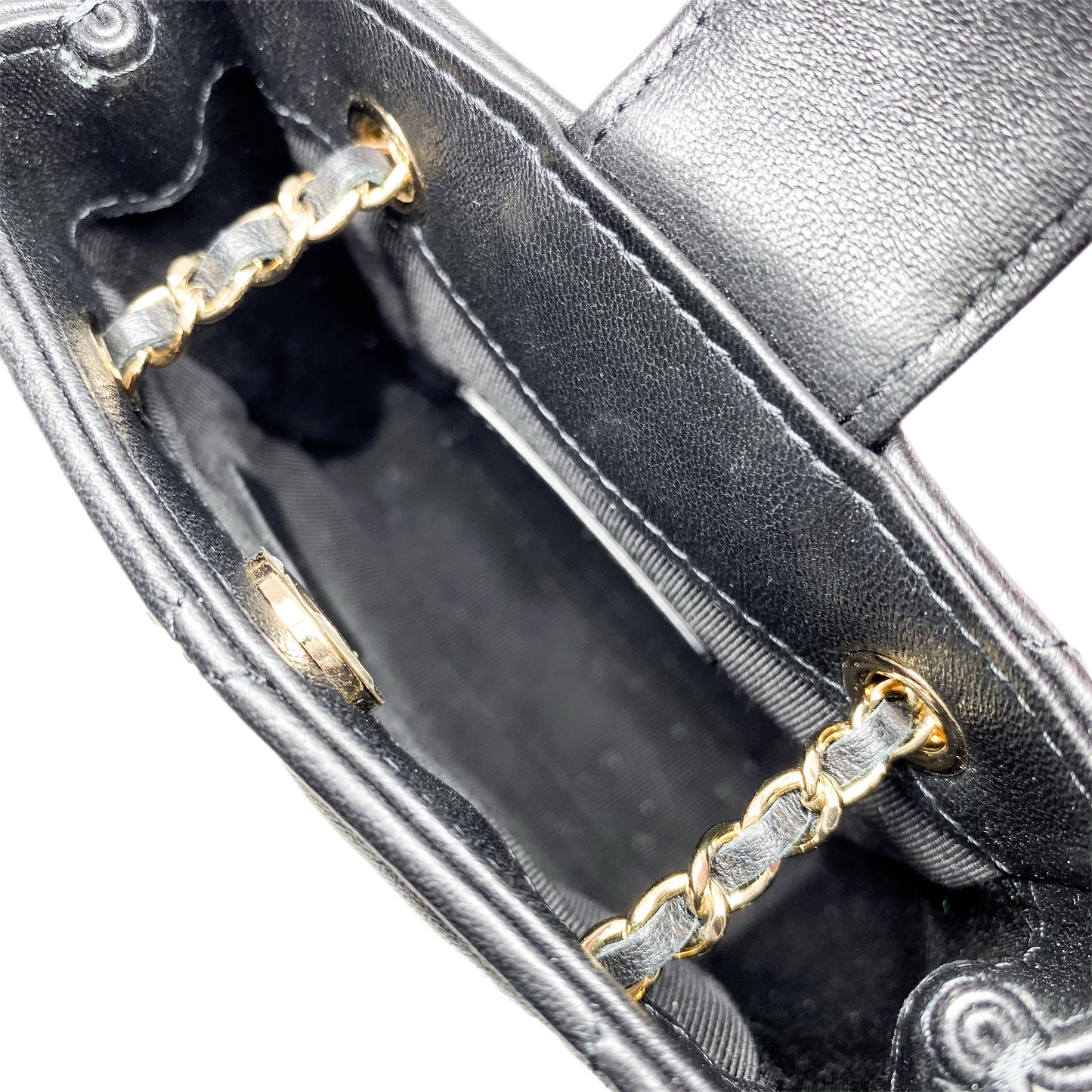 Chanel Black Tiny Shopping Clutch with Chain