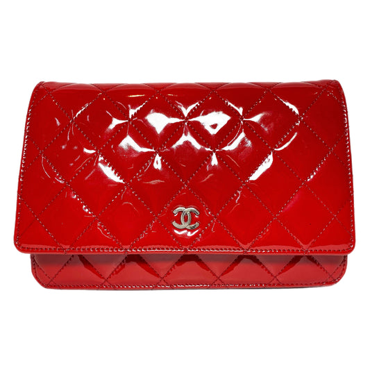Chanel Red Patent Wallet on Chain