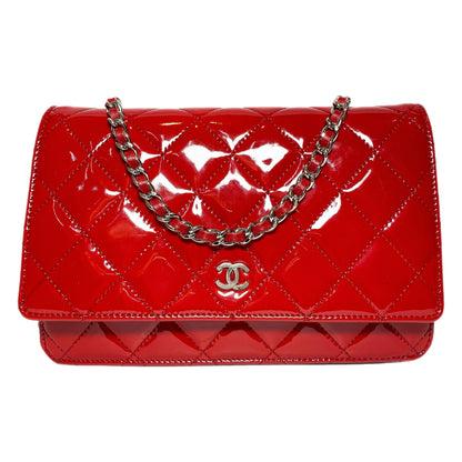 Chanel Red Patent Wallet on Chain