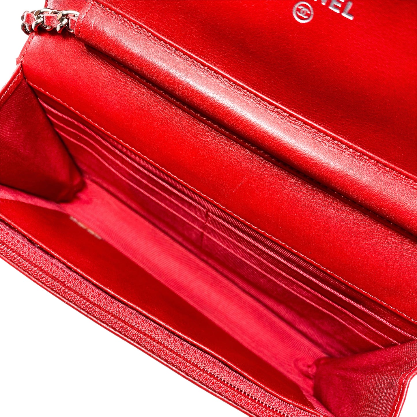Chanel Red Patent Wallet on Chain