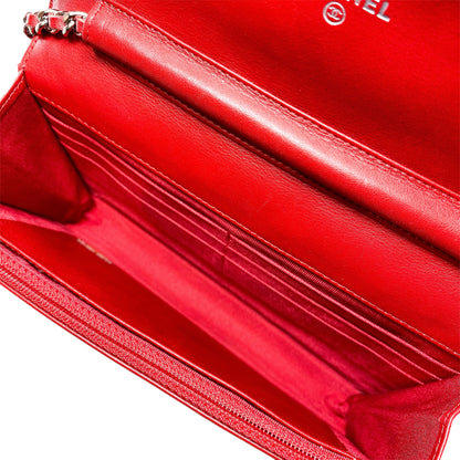 Chanel Red Patent Wallet on Chain