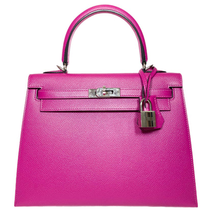 Hermes Kelly 25 Rose Pourpre Epsom Palladium Hardware