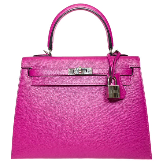 Hermes Kelly 25 Rose Pourpre Epsom Palladium Hardware