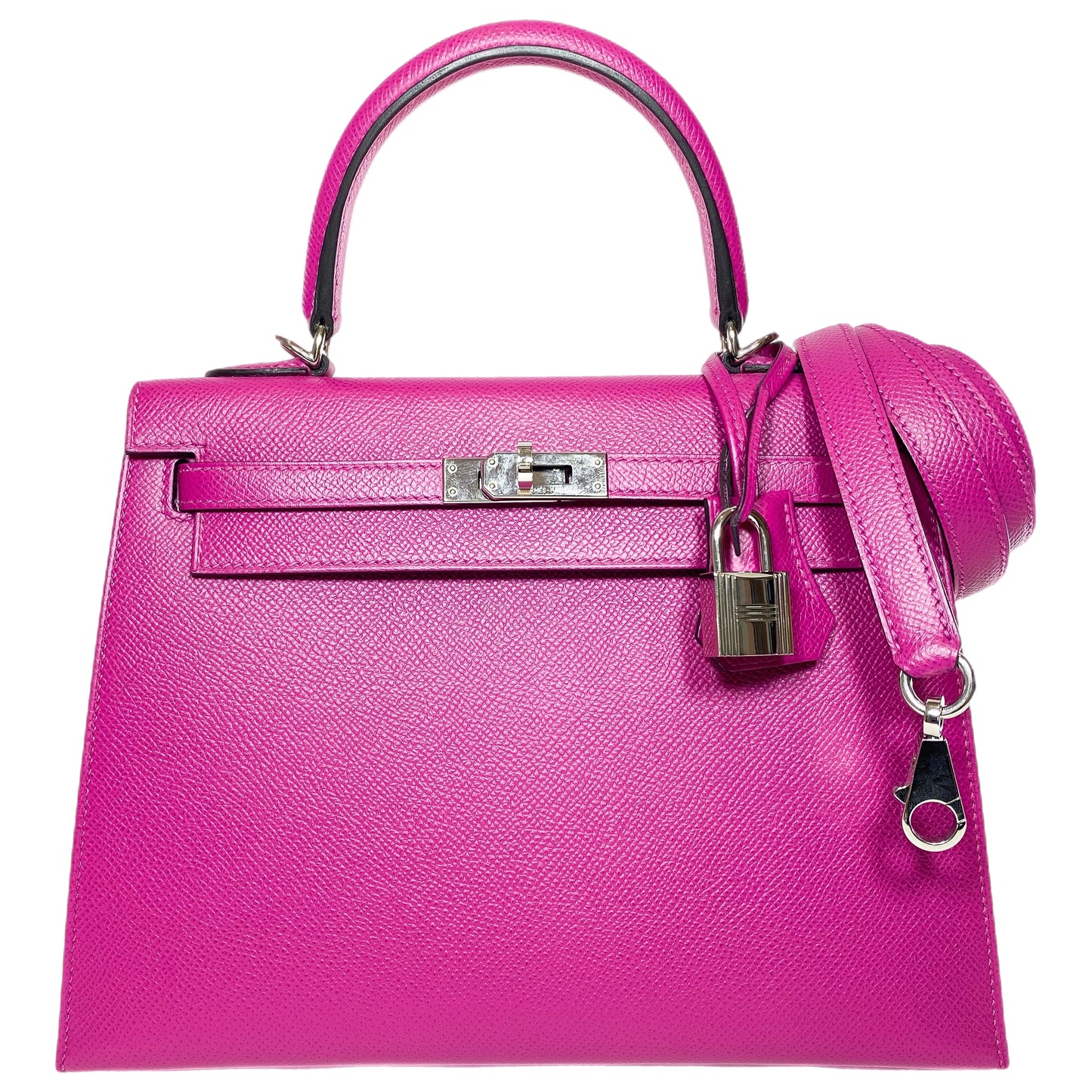 Hermes Kelly 25 Rose Pourpre Epsom Palladium Hardware