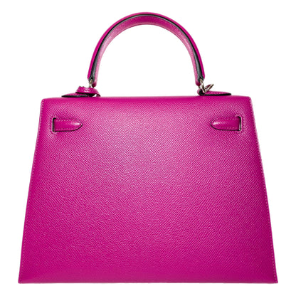 Hermes Kelly 25 Rose Pourpre Epsom Palladium Hardware