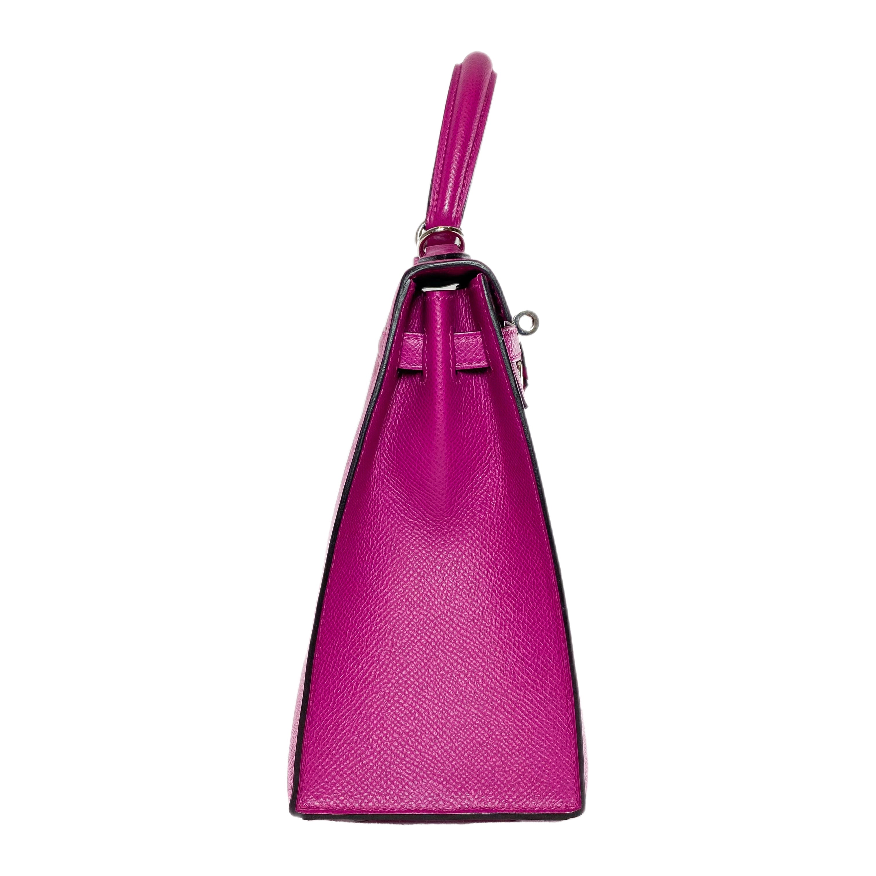 Hermes Kelly 25 Rose Pourpre Epsom Palladium Hardware
