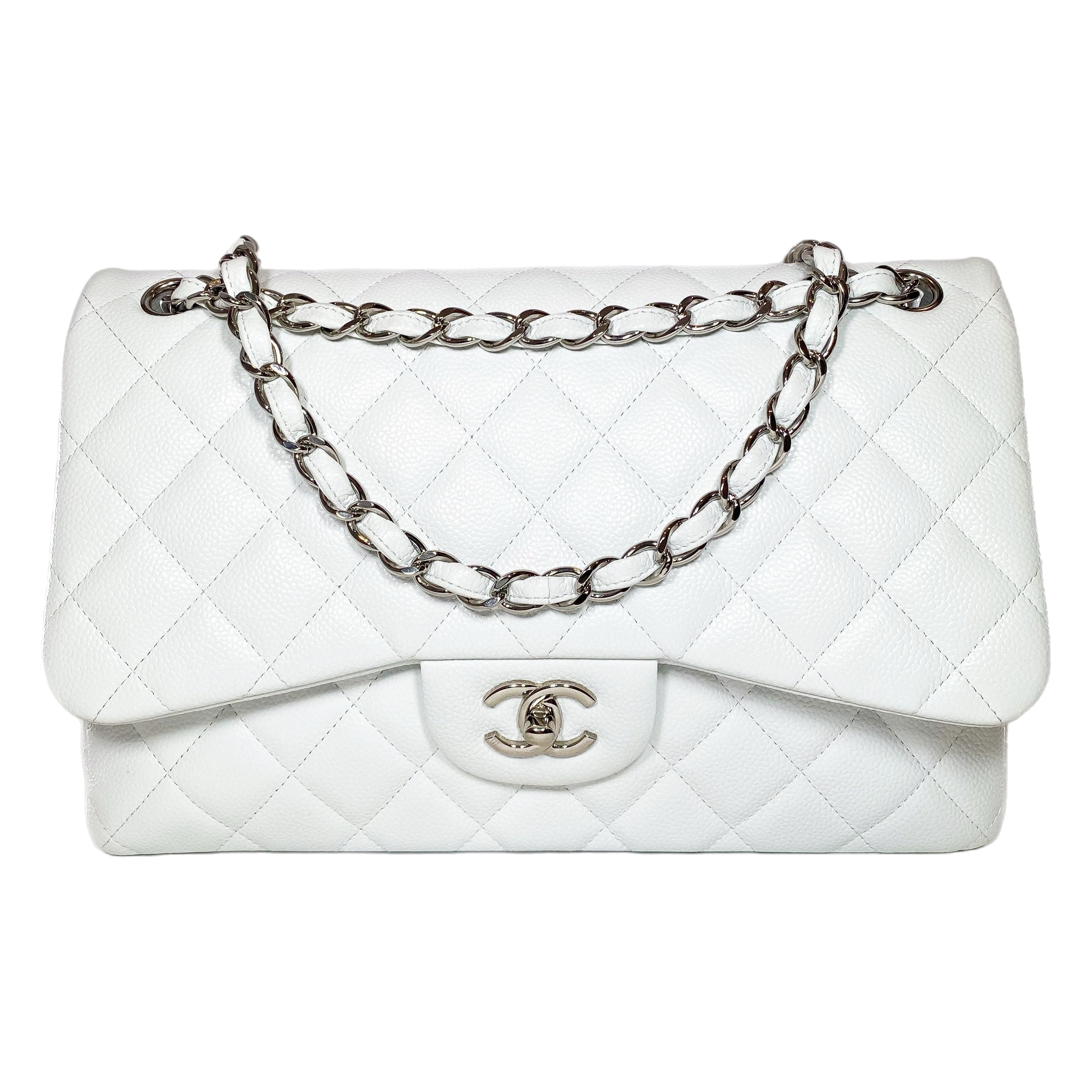 Chanel White Jumbo Double Flap Bag