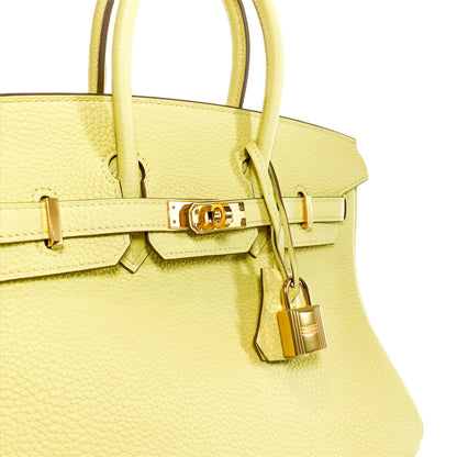 Hermes Birkin 25 Jaune Poussin Togo Gold Hardware