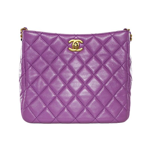 Chanel Small Quilted Purple Pearl Crush Hobo Bag
