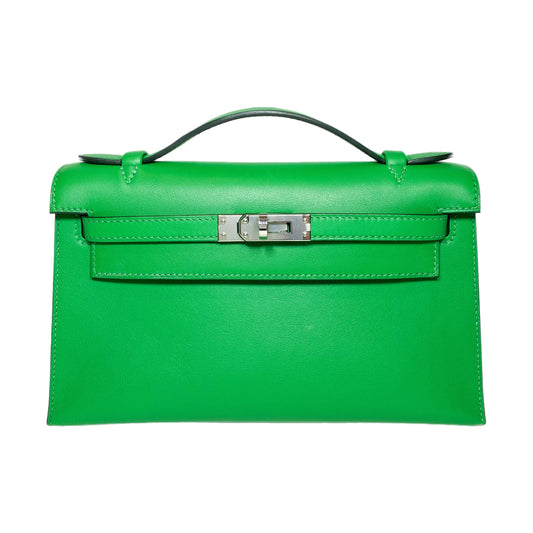 Hermes Kelly Pochette Bamboo Swift Palladium Hardware