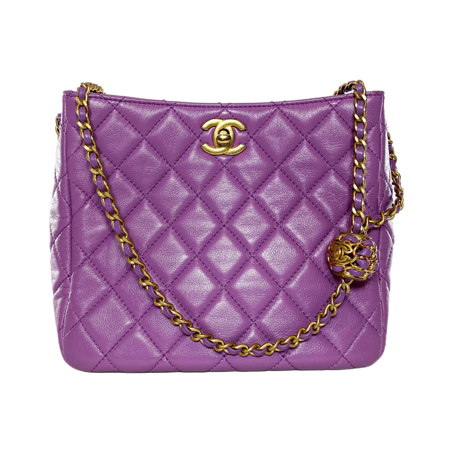 Chanel Small Quilted Purple Pearl Crush Hobo Bag