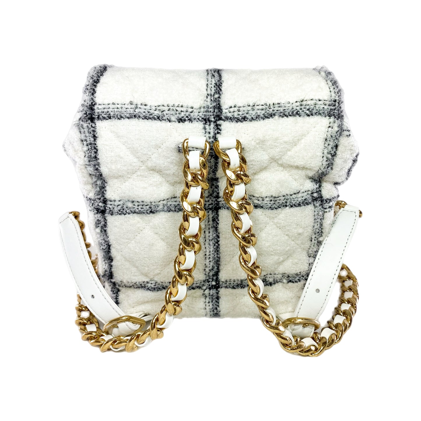 Chanel Ecru Black Tweed Wool Elegant Backpack