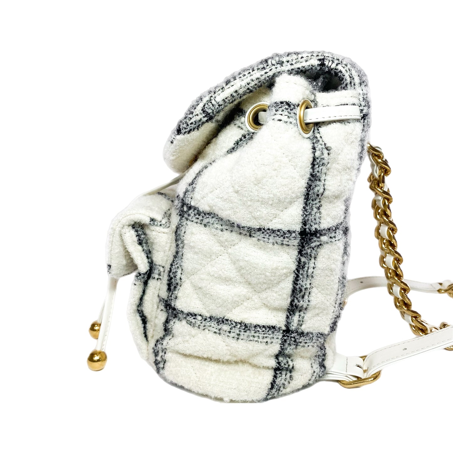 Chanel Ecru Black Tweed Wool Elegant Backpack