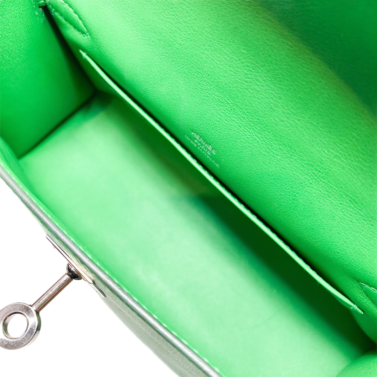 Hermes Kelly Pochette Bamboo Swift Palladium Hardware