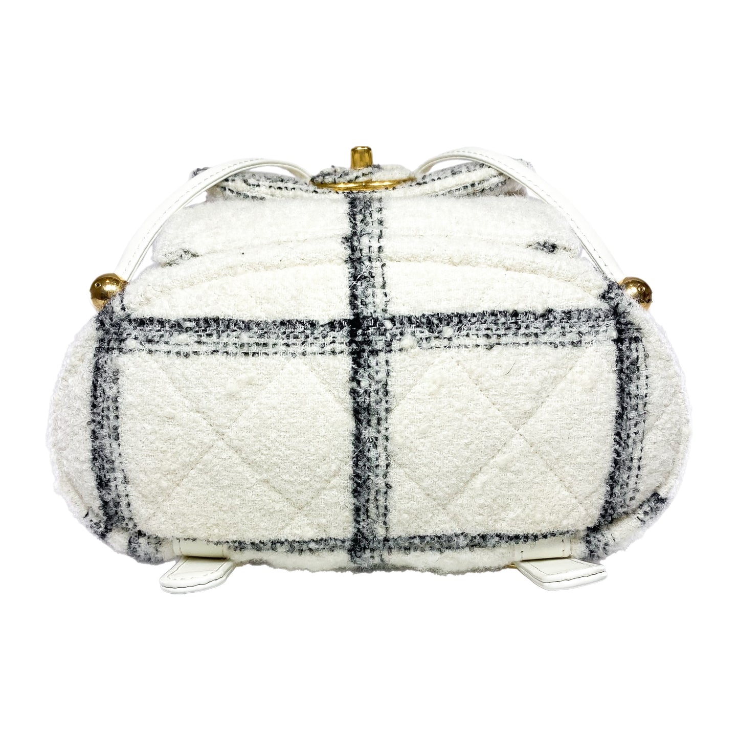 Chanel Ecru Black Tweed Wool Elegant Backpack