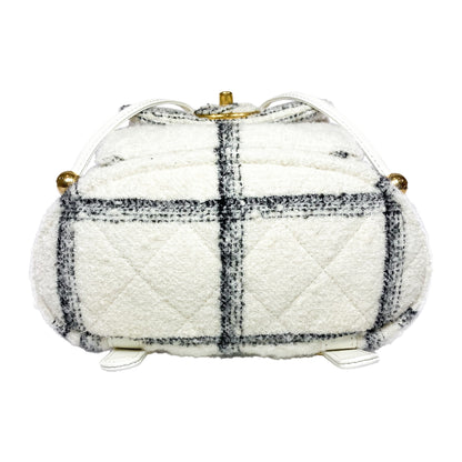 Chanel Ecru Black Tweed Wool Elegant Backpack