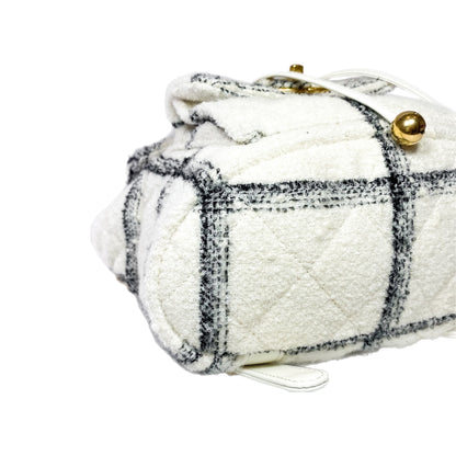 Chanel Ecru Black Tweed Wool Elegant Backpack
