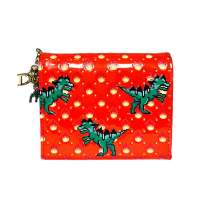 Dior Red Green Dino Print Wallet