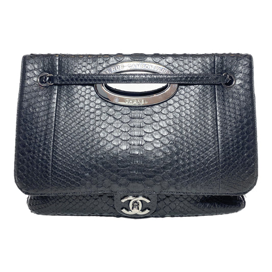 Chanel Black Snakeskin Rue 31 Cambon Maxi Flap