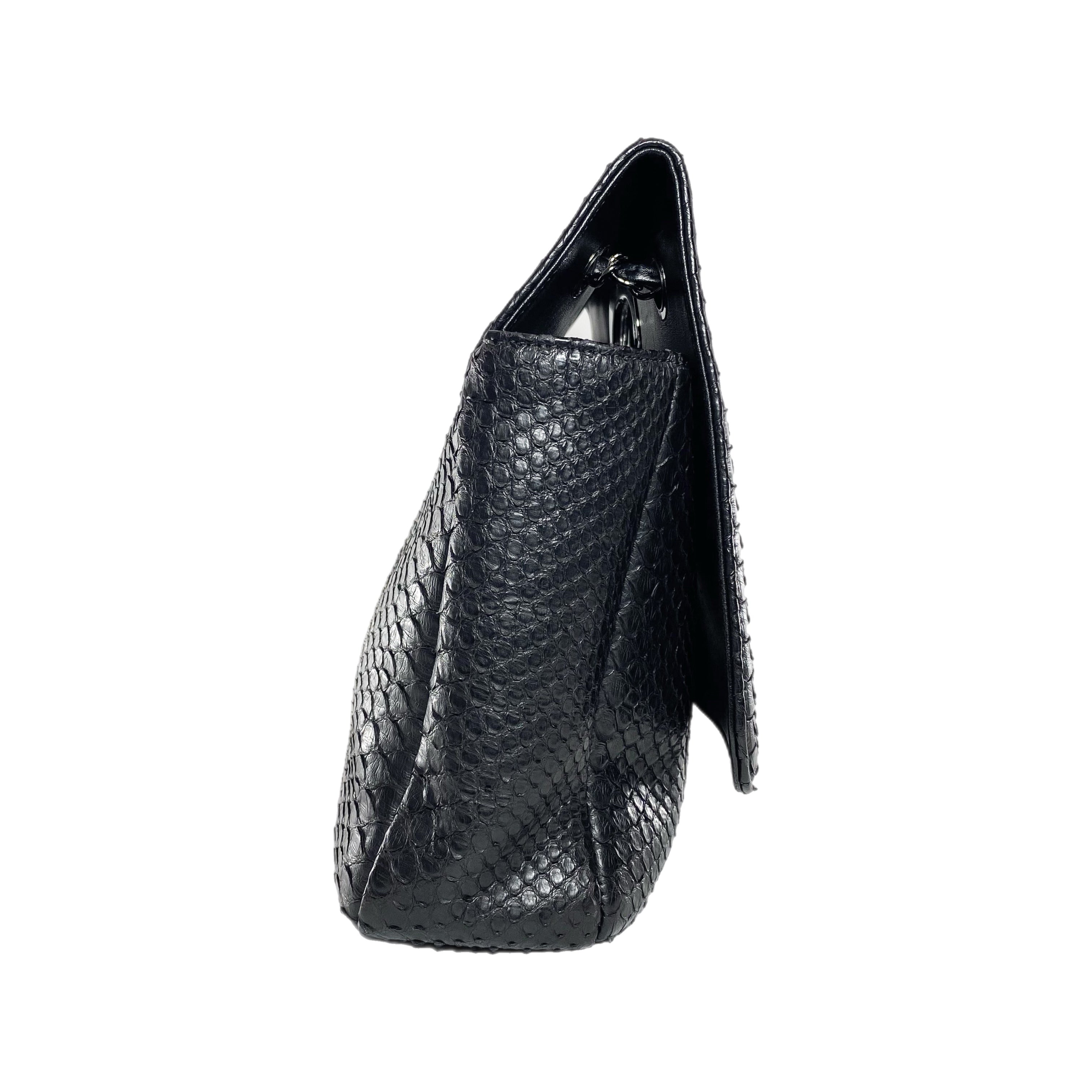 Chanel Black Snakeskin Rue 31 Cambon Maxi Flap
