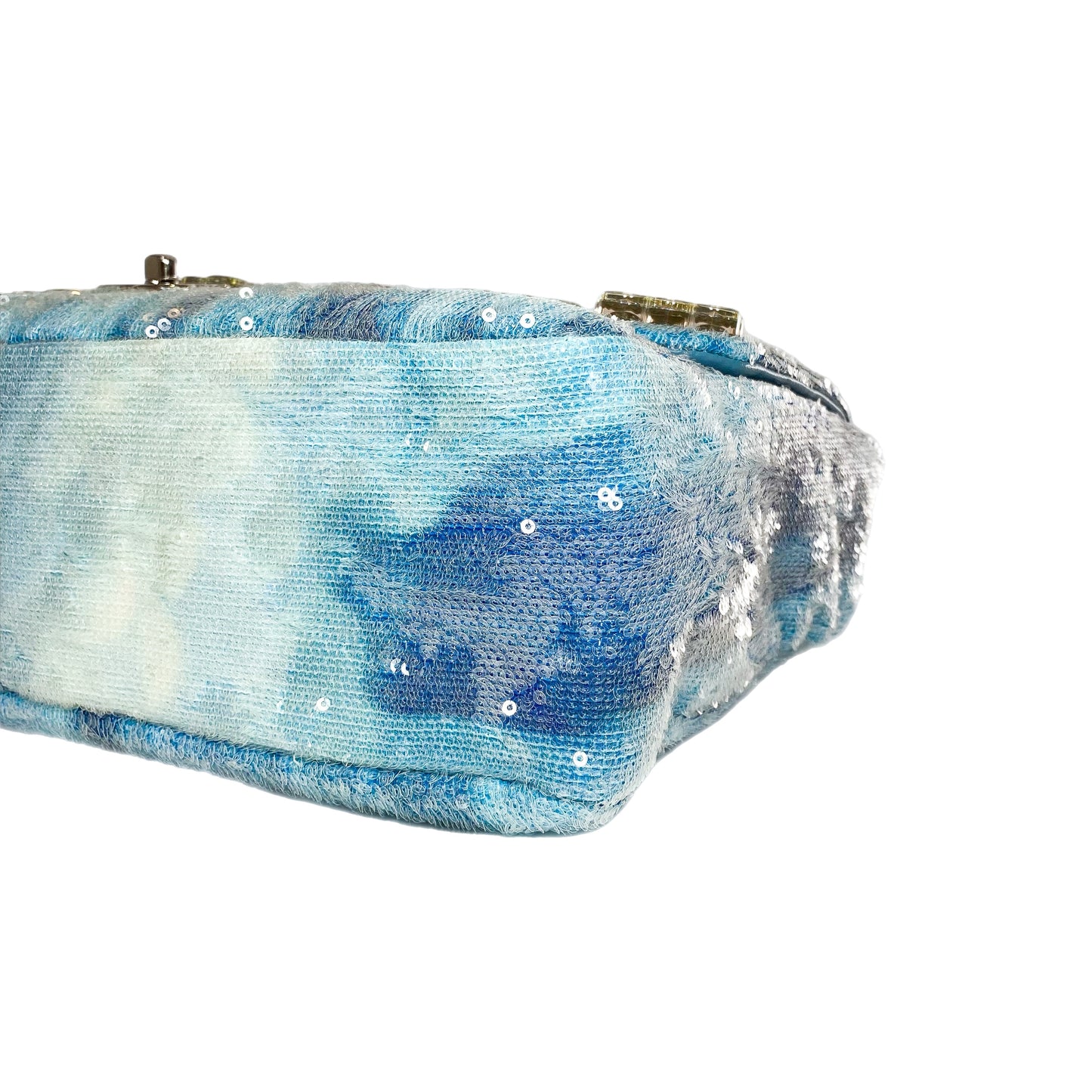 Chanel Light Blue Sequin Resin Crystal Large Waterfall Charms Flap Bag