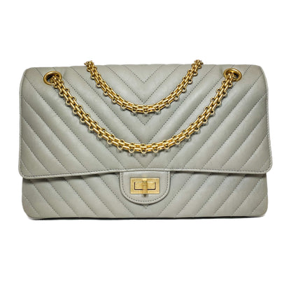 Chanel Grey Reissue Chevron Flap Bag