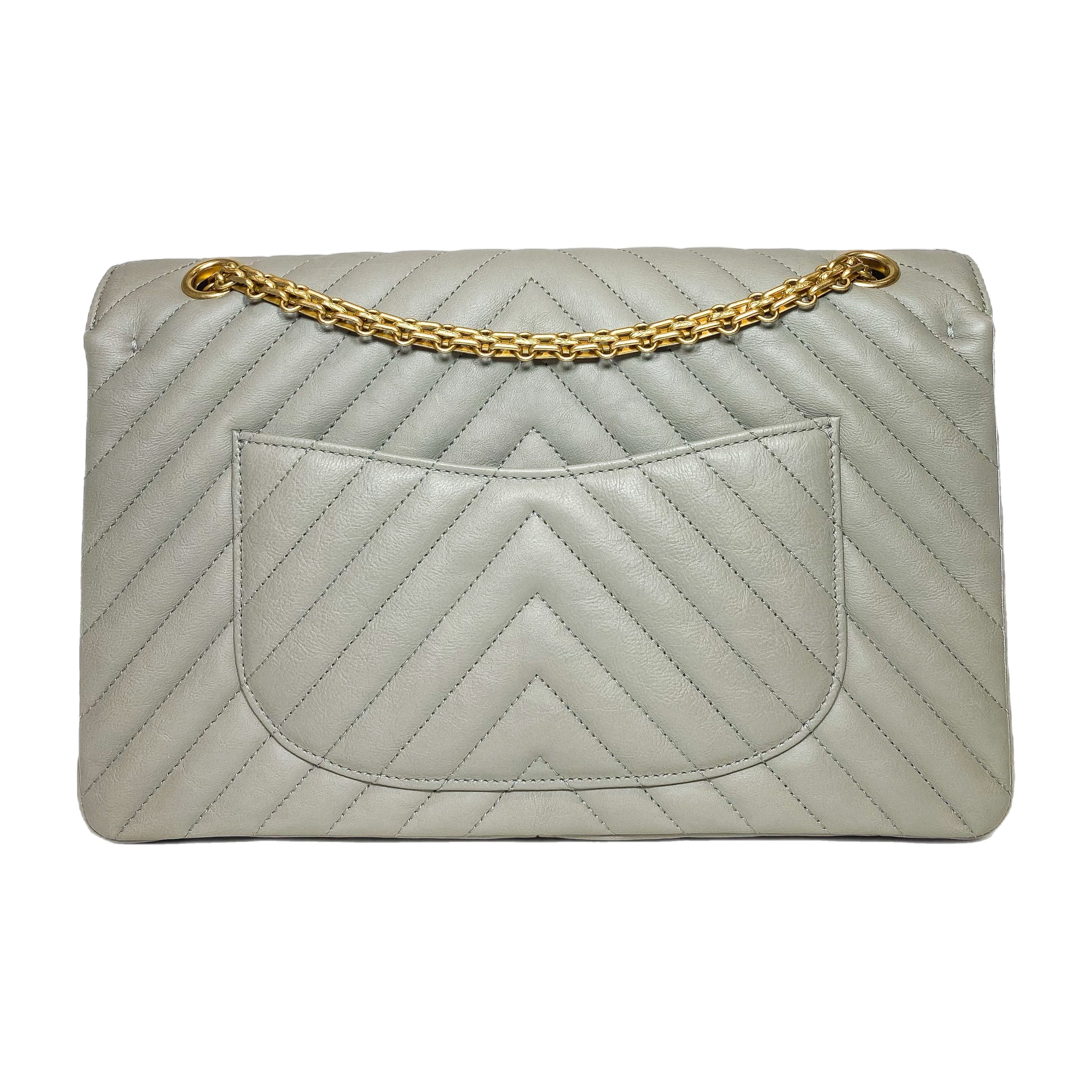 Chanel Grey Reissue Chevron Flap Bag