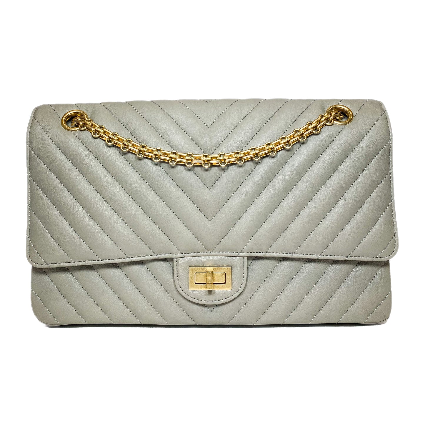 Chanel Grey Reissue Chevron Flap Bag