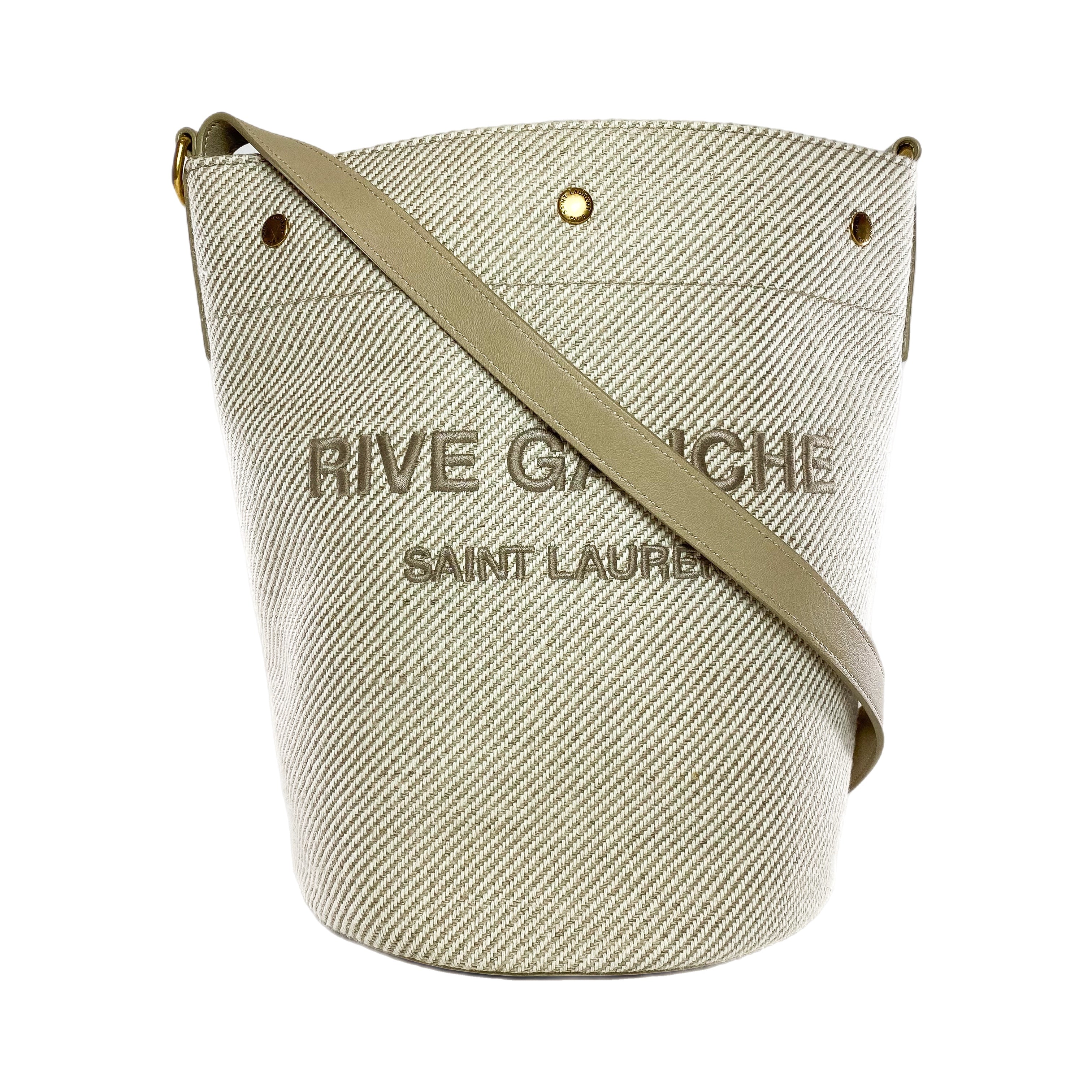 Saint Laurent Beige Canvas Bucket Bag