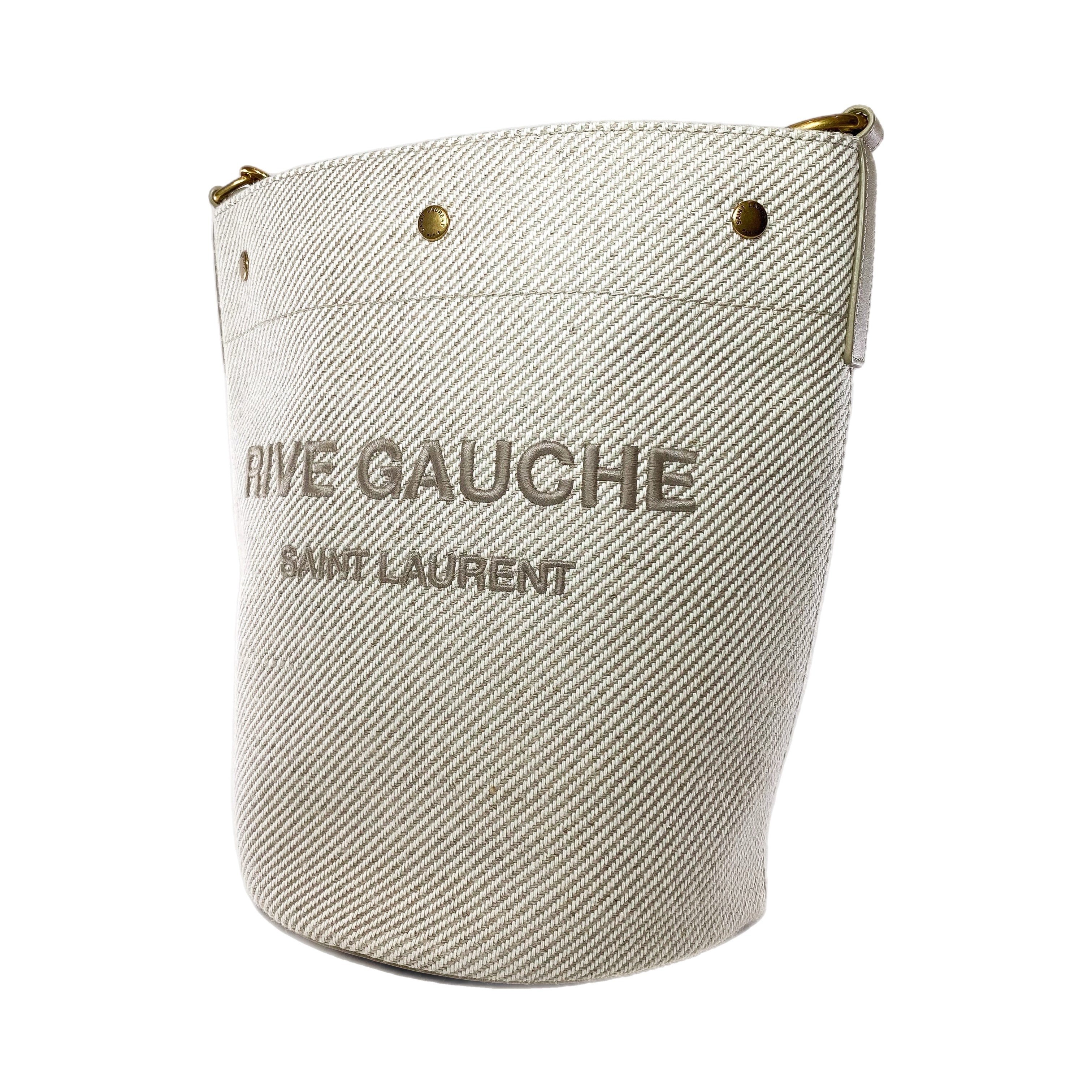 Saint Laurent Beige Canvas Bucket Bag