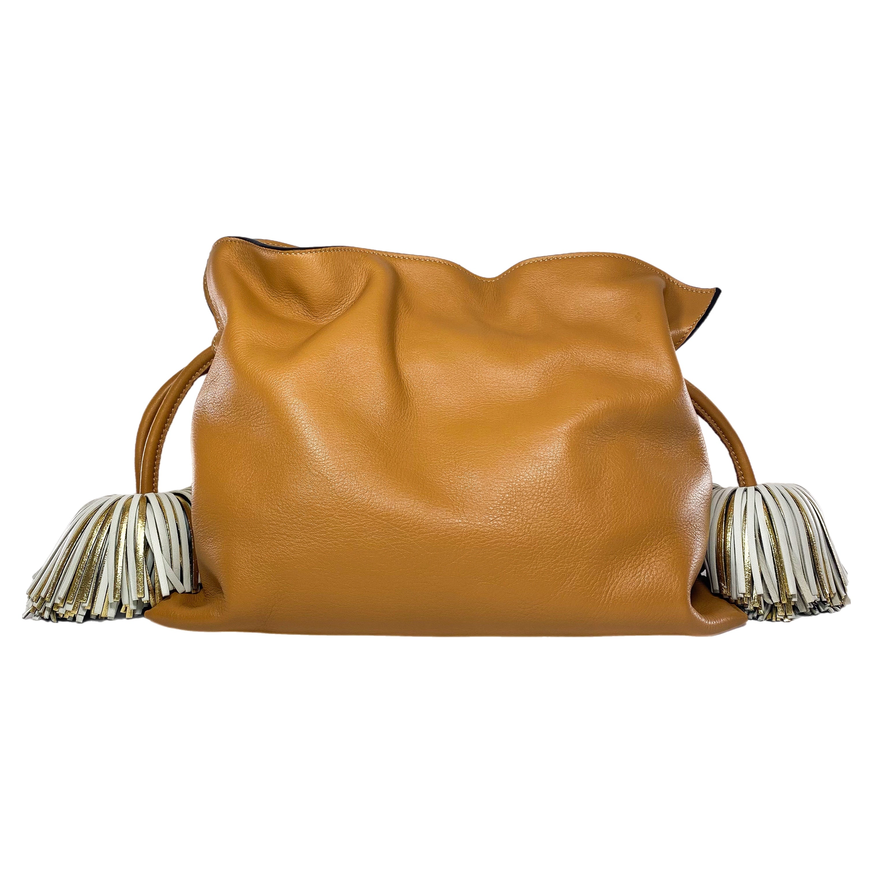 Loewe Flamenco Tasselled Camel Drawstring Tote