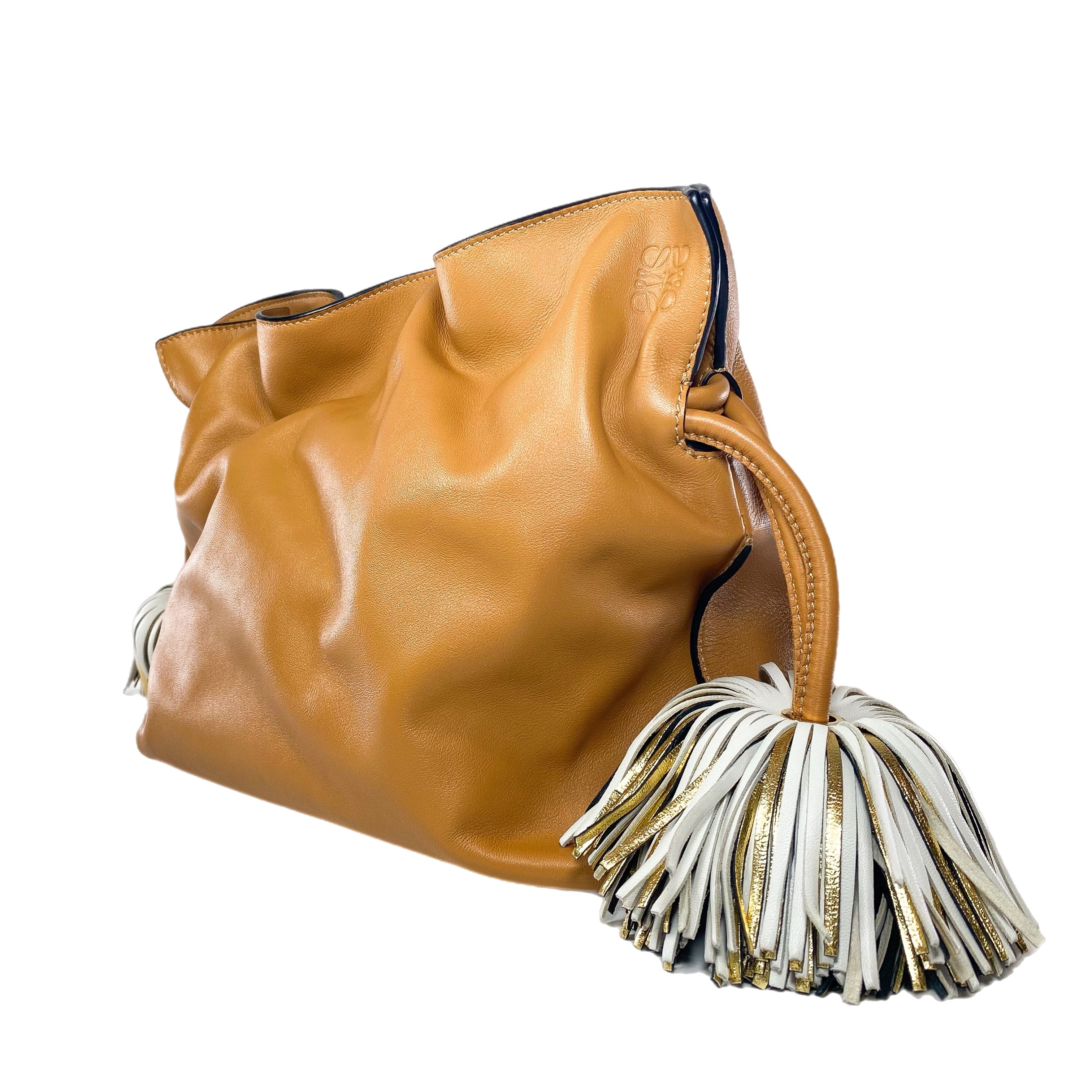 Loewe Flamenco Tasselled Camel Drawstring Tote