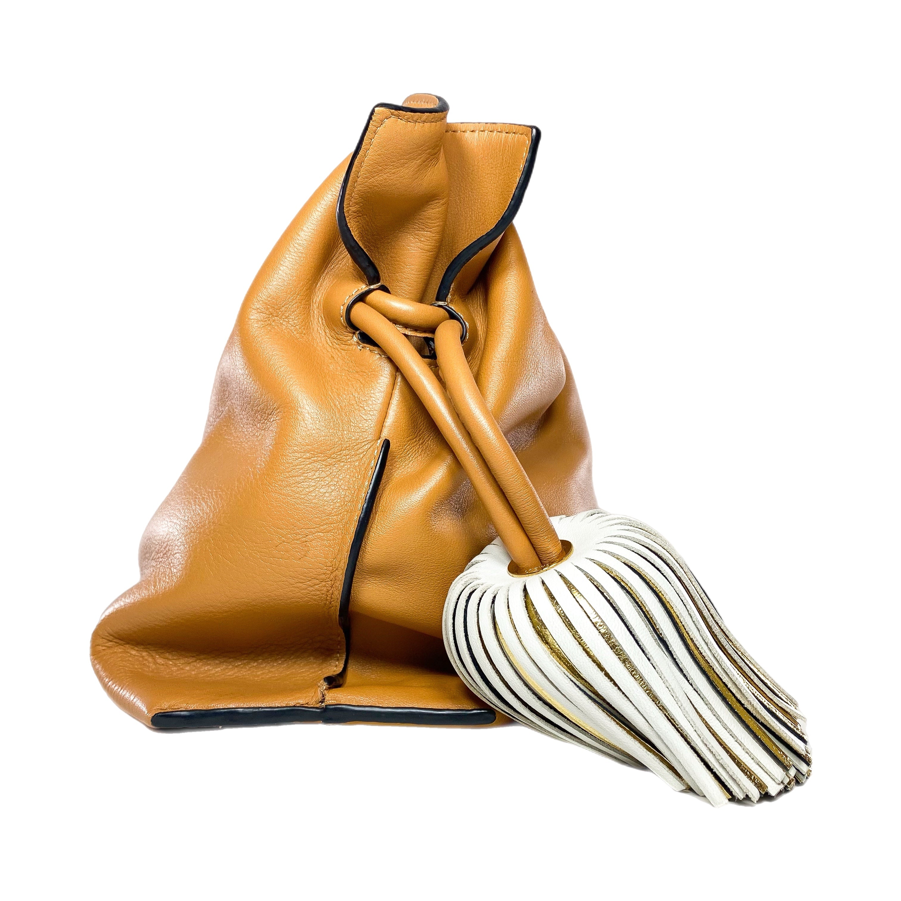 Loewe Flamenco Tasselled Camel Drawstring Tote